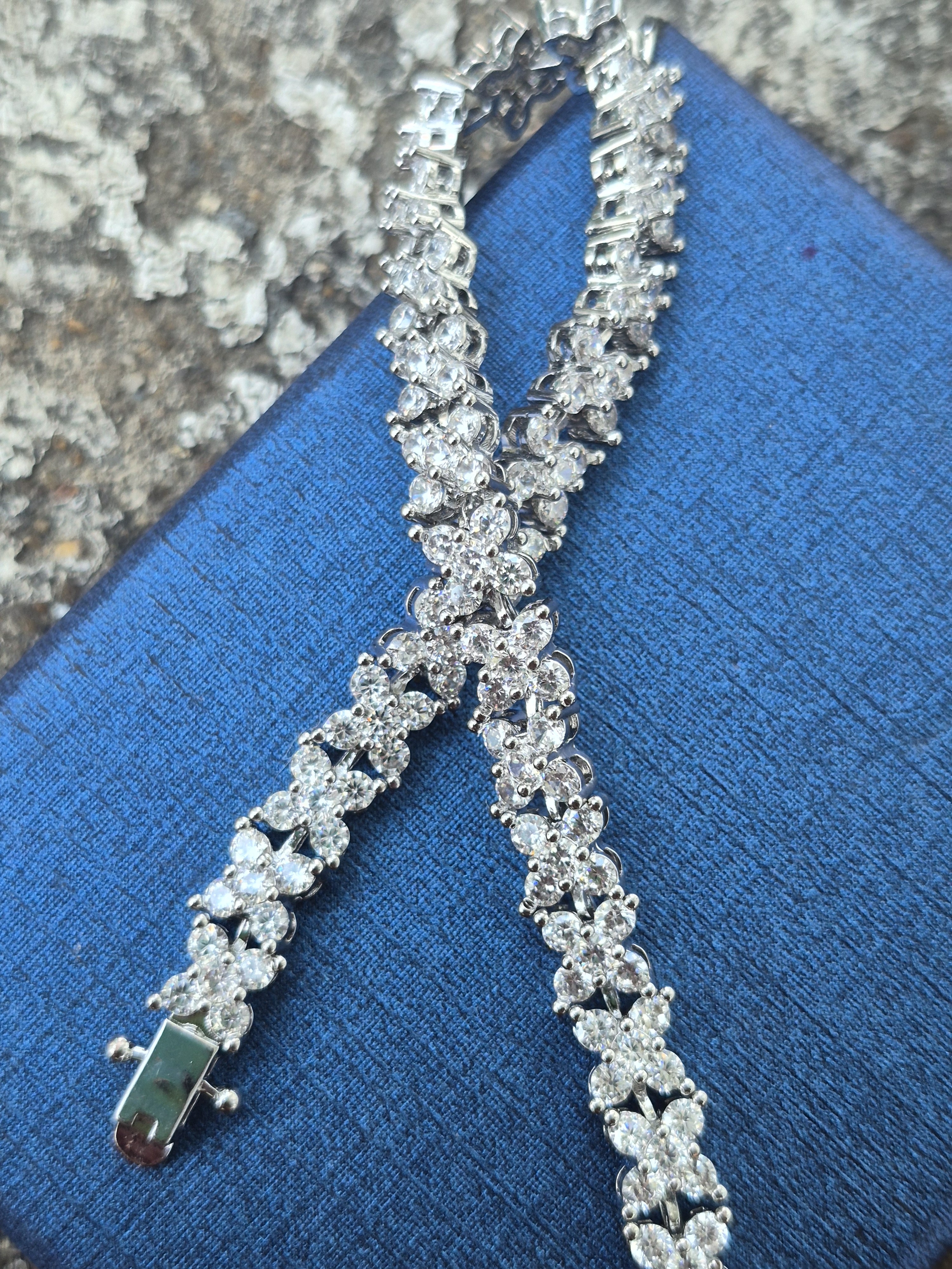 6.8 Carat * Vvs1 D Color Floral Moissanite Bracelet New 6.69 Inch*